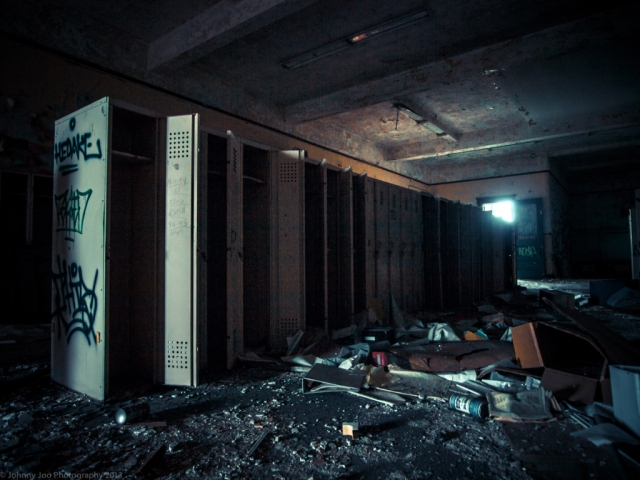 locker bay in abandoned school