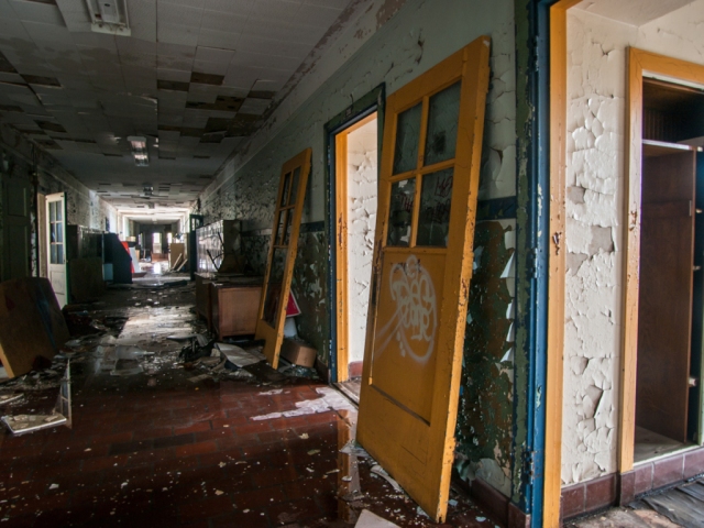 abandoned school hallways flooded after hurricane sandy