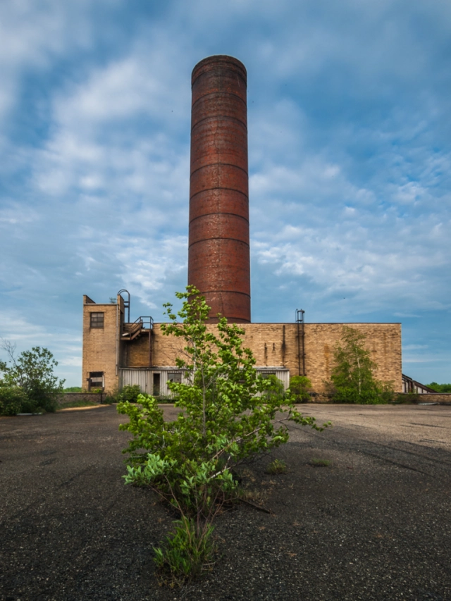 abandoned industrial rayon factory plants on roof