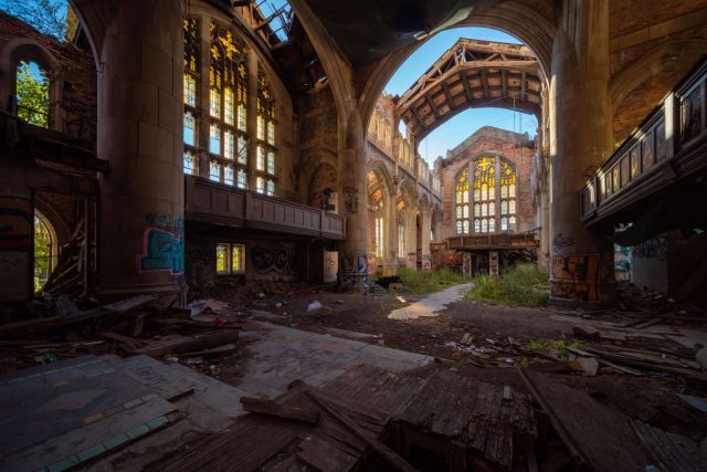 abandoned church with no ceiling