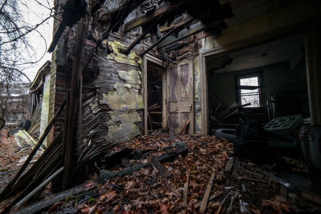 Abandoned Home Filled with Leaves