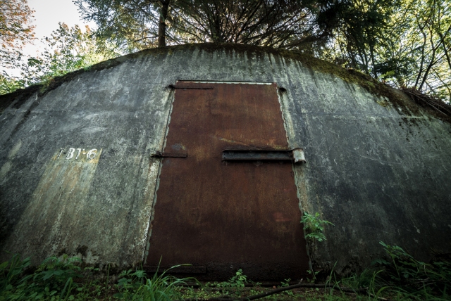 old abandoned war bunker covered in moss