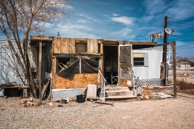 abandoned trailer in bombay beach california