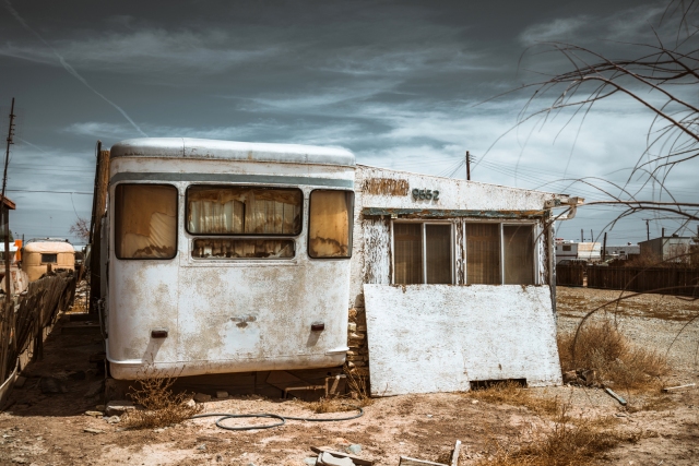 abandoned trailer in bombay beach california