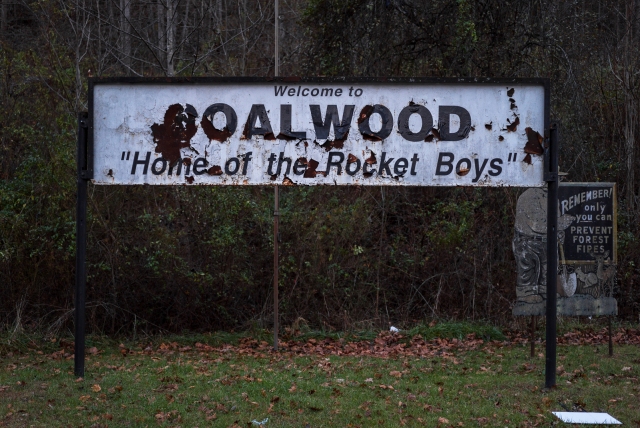decaying welcome to coalwood sign