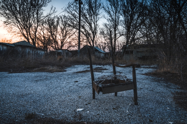 broken chair in abandoned ghost town