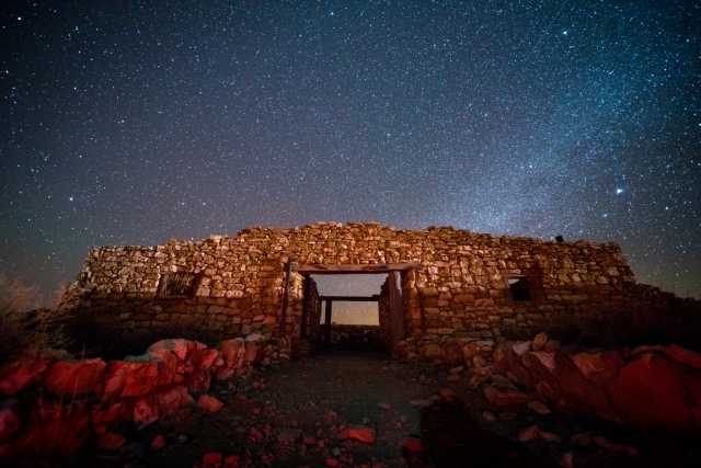 abandoned town of two guns under the milky way